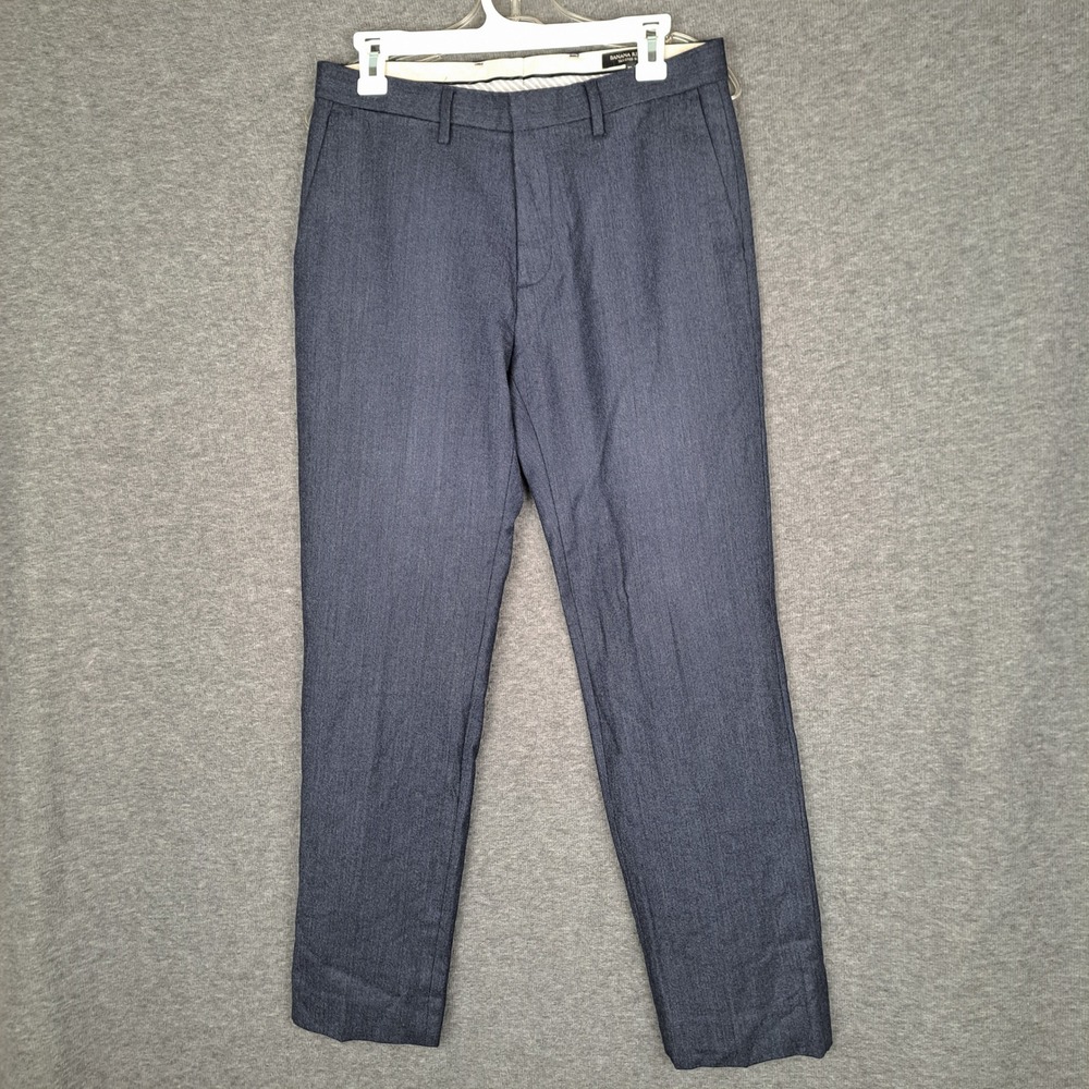 Banana Republic Dress Pants Mens 30x30 Navy Blue Tailored Slim Fit Wool Blend